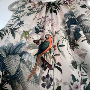H&M Tropical Print Midi Dress - Green, Orange, Cream